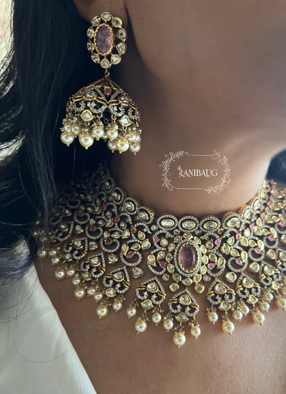 Tanya Royal Gold Finish Polki Kundan Studed Choker Necklace Jewellery Set By Ranibaug | Wedding Jewellery 2025