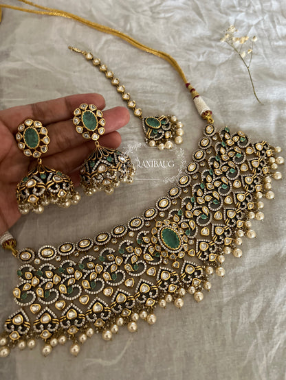 Tanya Royal Gold Finish Polki Kundan Studed Choker Necklace Jewellery Set By Ranibaug | Wedding Jewellery 2025