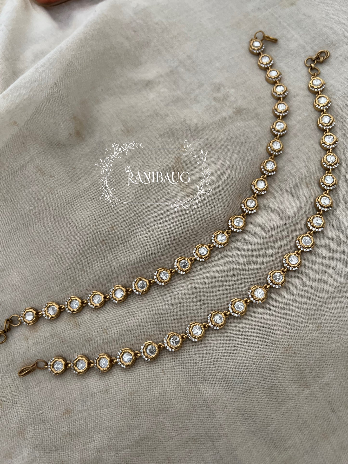 Tara Polki Adorned Victorian Finish Classic Anklets Jewellery By Ranibaug