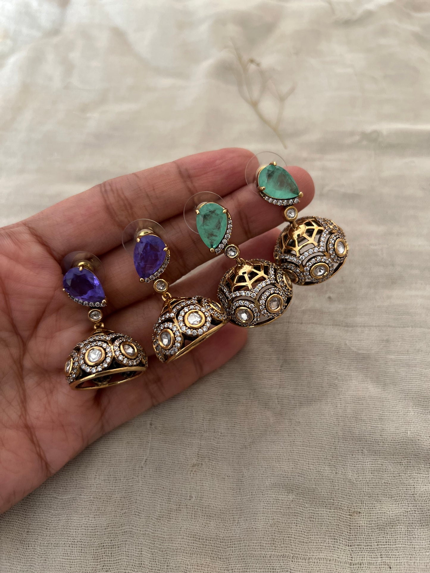 Tarang Designer Small Gold Jhumka Earrings | Ranibaug