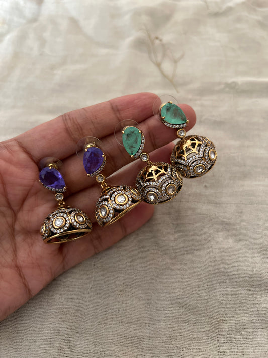 Tarang Designer Small Gold Jhumka Earrings | Ranibaug