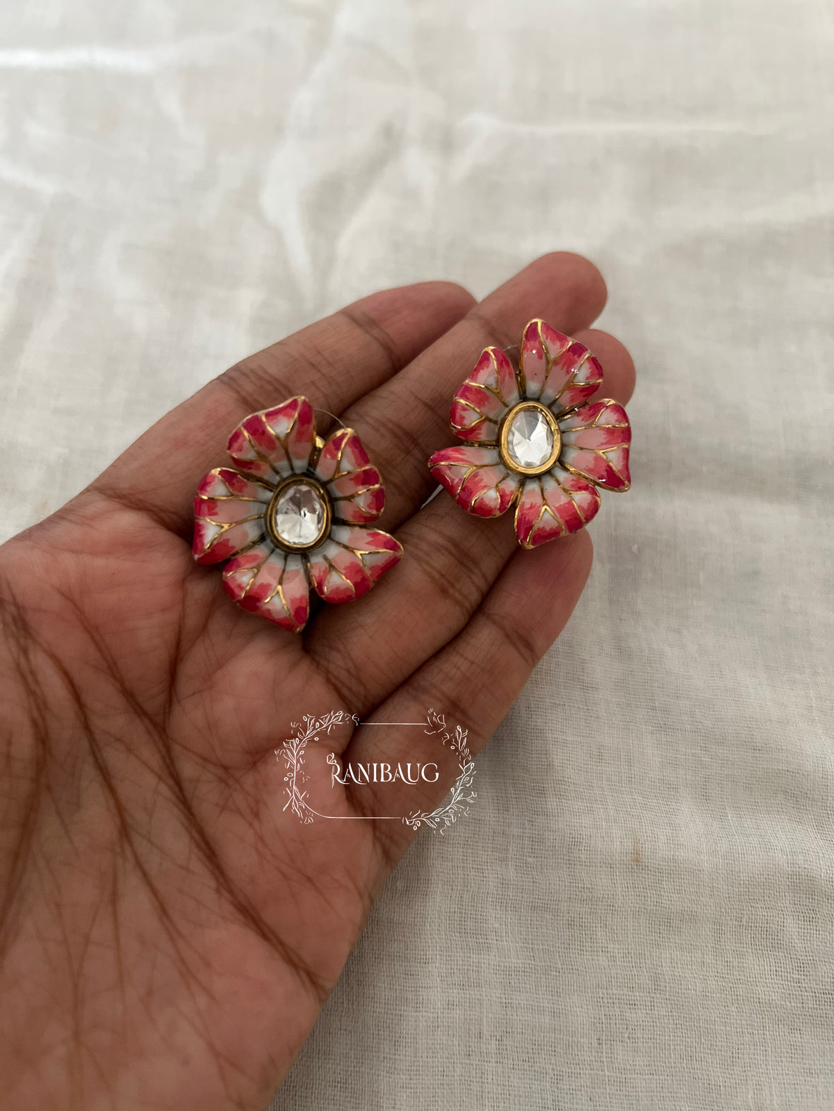 Tarini Enamel Flower Pastel Ear Studs By Ranibaug