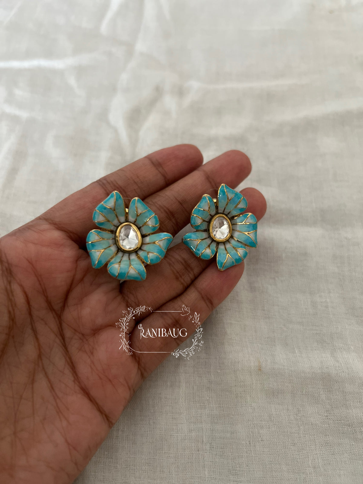 Tarini Enamel Flower Pastel Ear Studs By Ranibaug