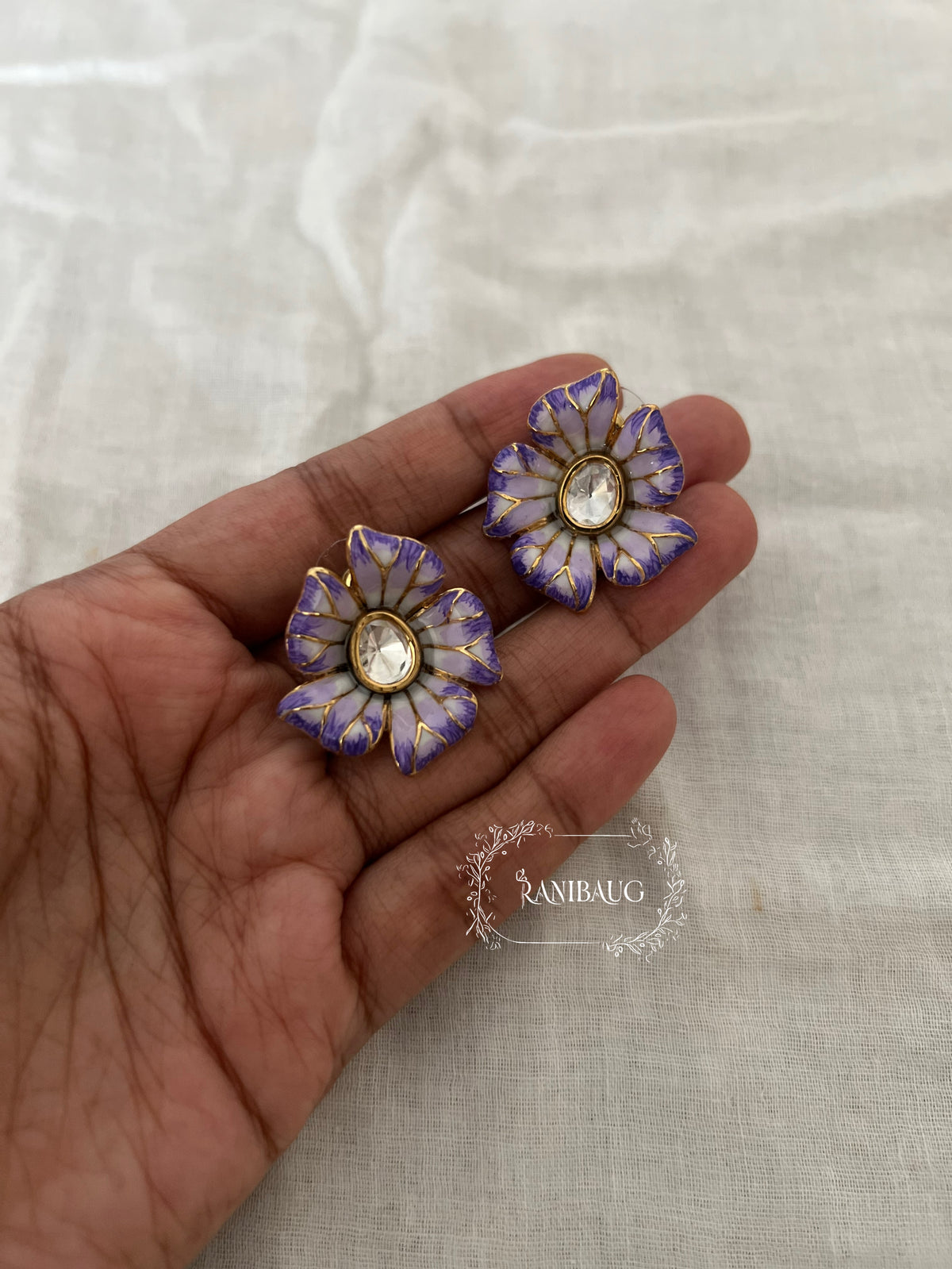 Tarini Enamel Flower Pastel Ear Studs By Ranibaug