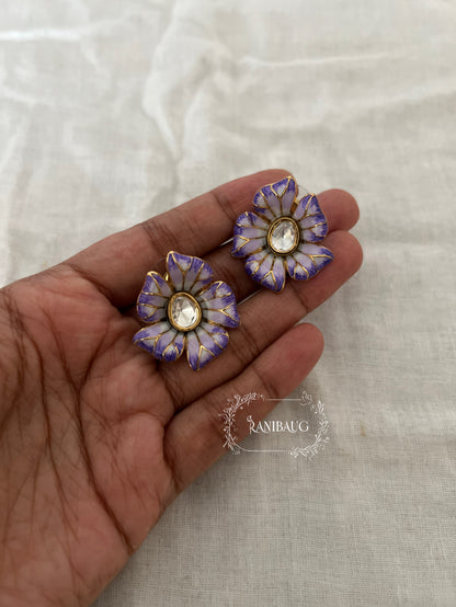Tarini Enamel Flower Pastel Ear Studs By Ranibaug