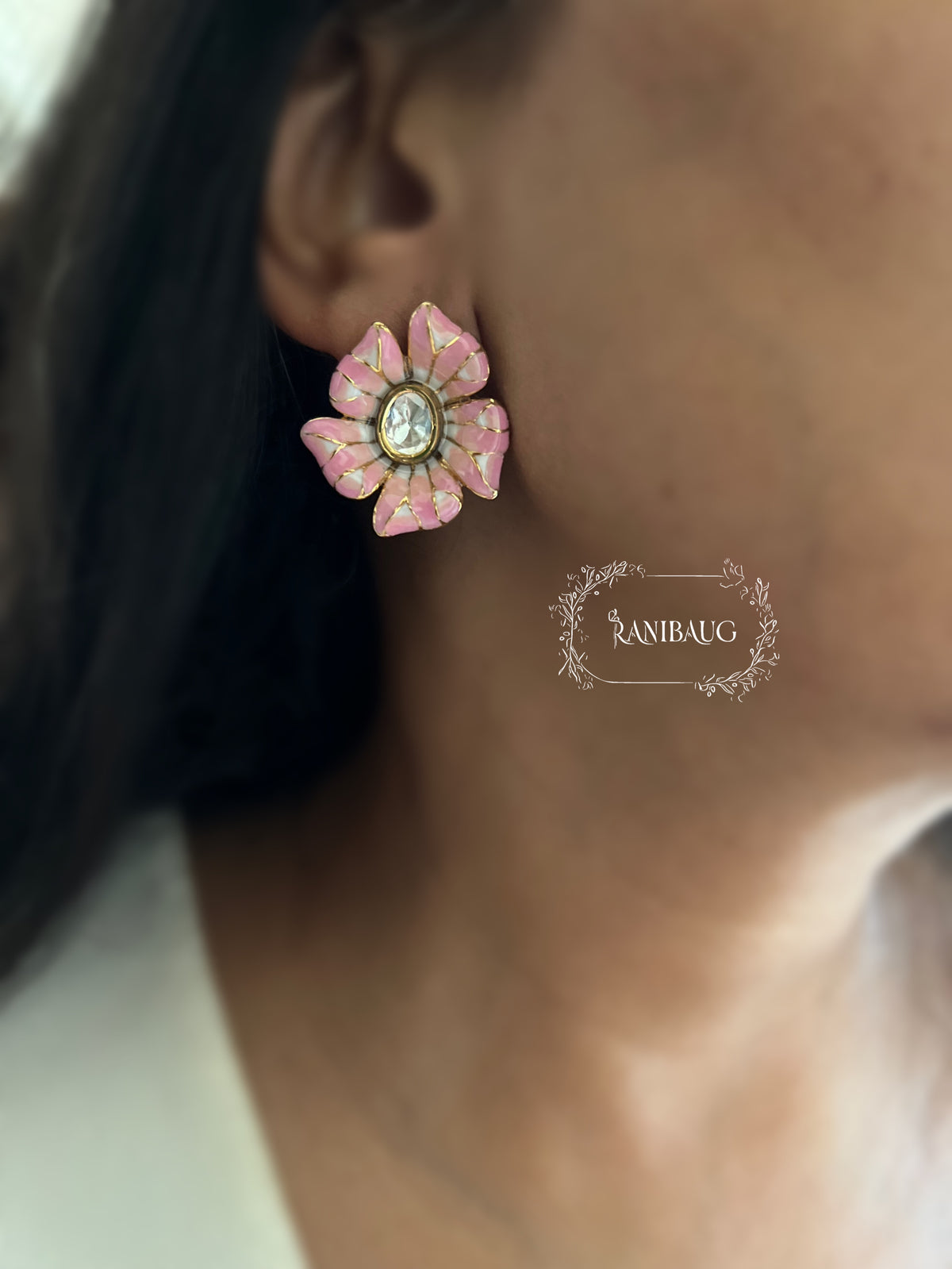 Tarini Enamel Flower Pastel Ear Studs By Ranibaug