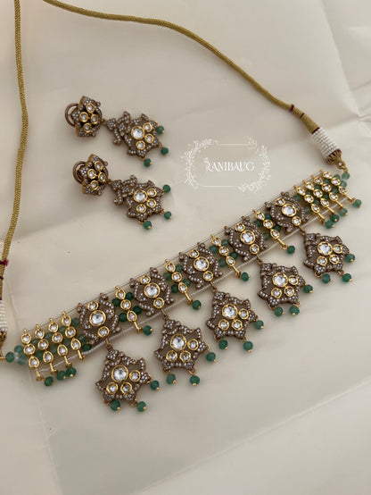 Tasha Unique Designer Antique Choker Necklace Set By Ranibaug