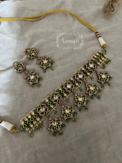 Tasha Unique Designer Antique Choker Necklace Set By Ranibaug