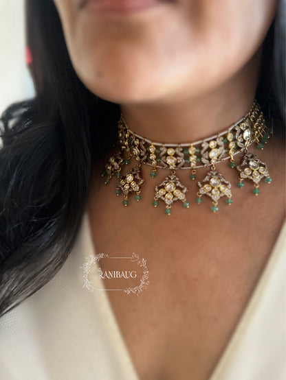Tasha Unique Designer Antique Choker Necklace Set By Ranibaug