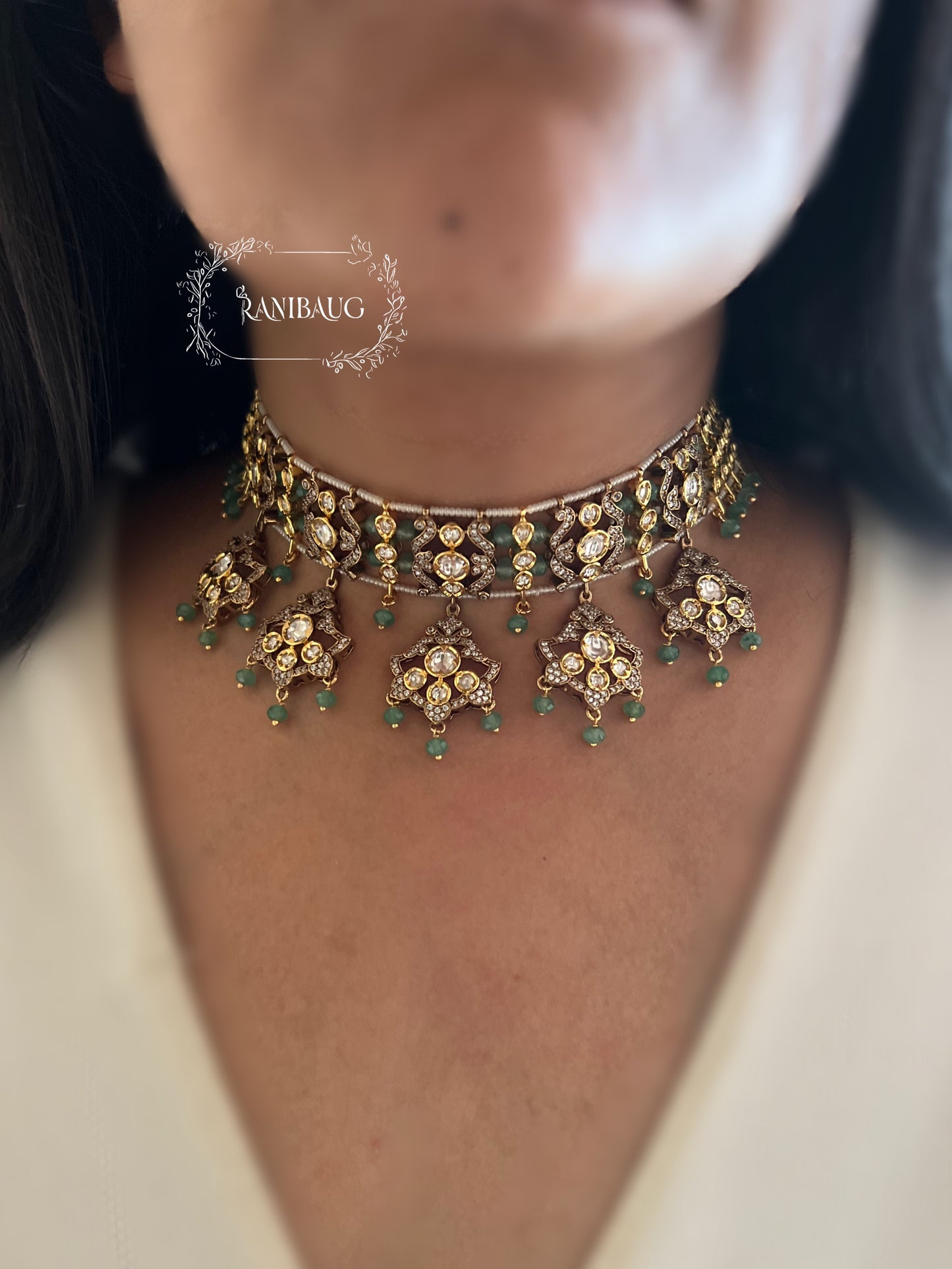 Tasha Unique Designer Antique Choker Necklace Set By Ranibaug