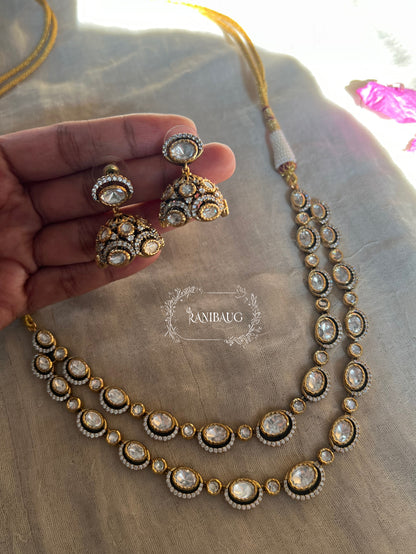 The Double-Strand Oval Polki Necklace | Victorian Layered Jhumka Set by Ranibaug | Subtle Jewelry 2025