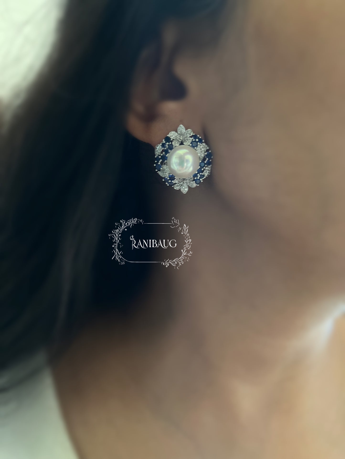 The Pearl Floral Bloom Diamond Stud Earrings By Ranibaug