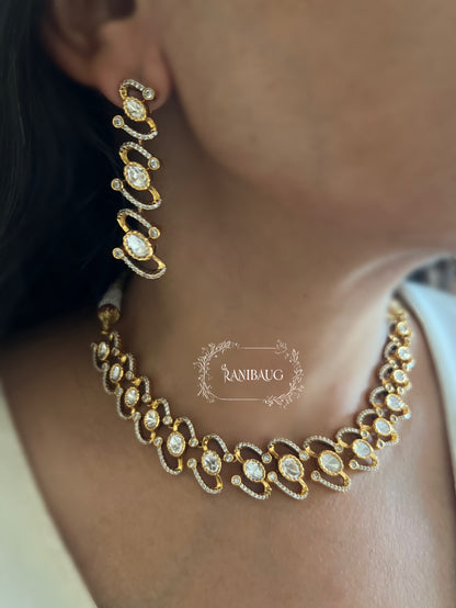 The Twisted Ribbon Marquise Polki Necklace | Open-Framework Diamond Choker