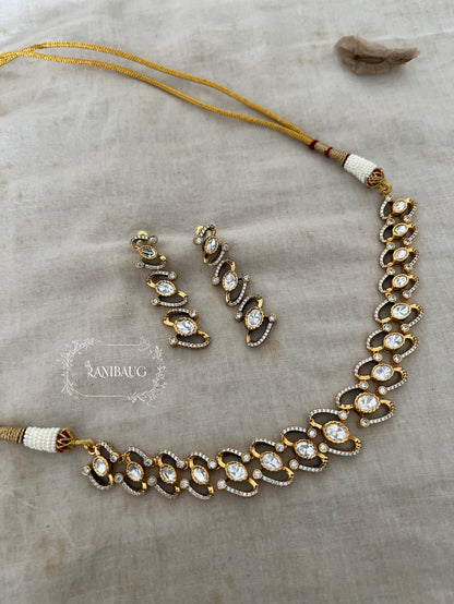 The Twisted Ribbon Marquise Polki Necklace | Open-Framework Diamond Choker