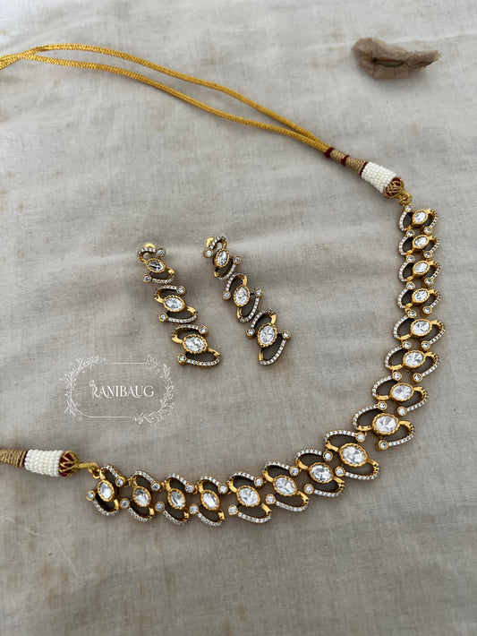 The Twisted Ribbon Marquise Polki Necklace | Open-Framework Diamond Choker