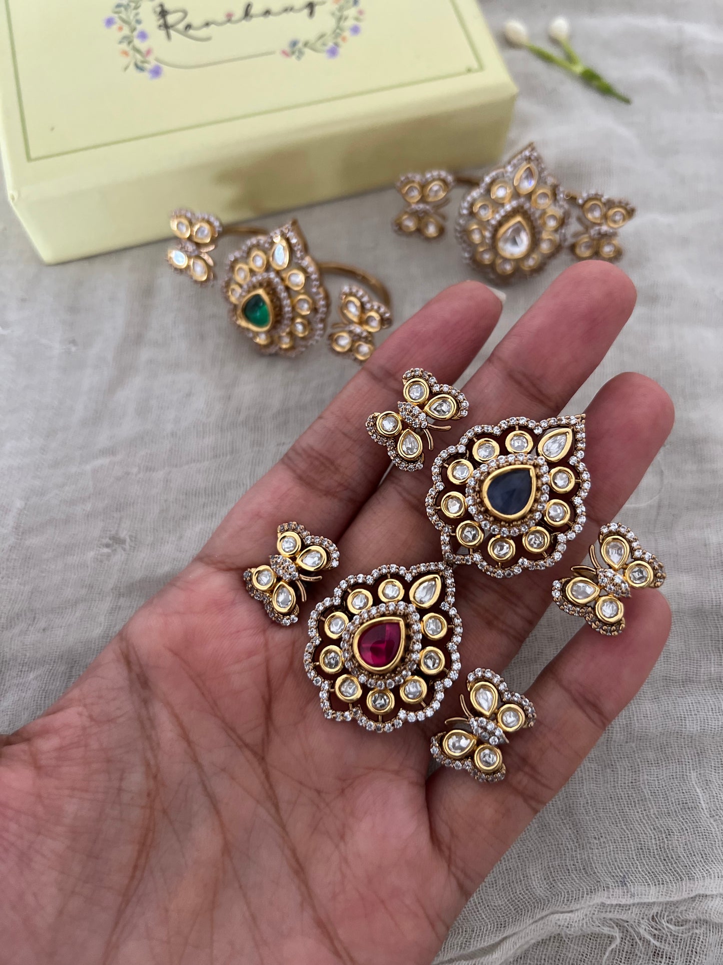 Titli Butterfly Inspired Unique 2 Finger Teardrop Motif Ring Victorian Finish By Ranibaug