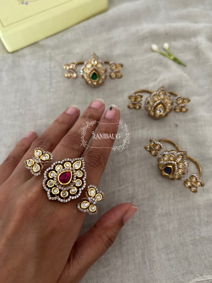 Titli Butterfly Inspired Unique 2 Finger Teardrop Motif Ring Victorian Finish By Ranibaug