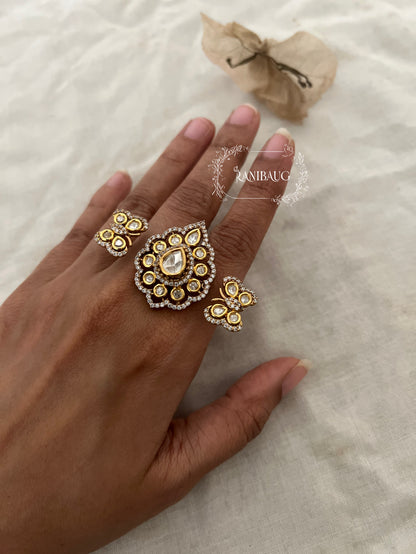 Titli Butterfly Inspired Unique 2 Finger Teardrop Motif Ring Victorian Finish By Ranibaug