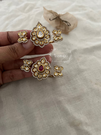 Titli Butterfly Inspired Unique 2 Finger Teardrop Motif Ring Victorian Finish By Ranibaug