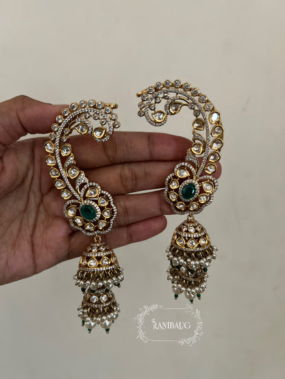 Tiya Royal Festive Polki Kundan Gold Finish Designer Earcuffs Jewelry By Ranibaug | 2026 Jewelry Trends