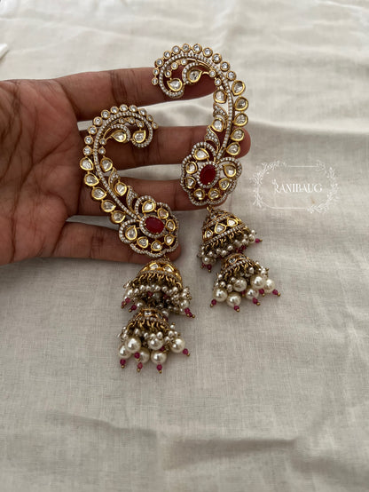 Tiya Royal Festive Polki Kundan Gold Finish Designer Earcuffs Jewelry By Ranibaug | 2026 Jewelry Trends