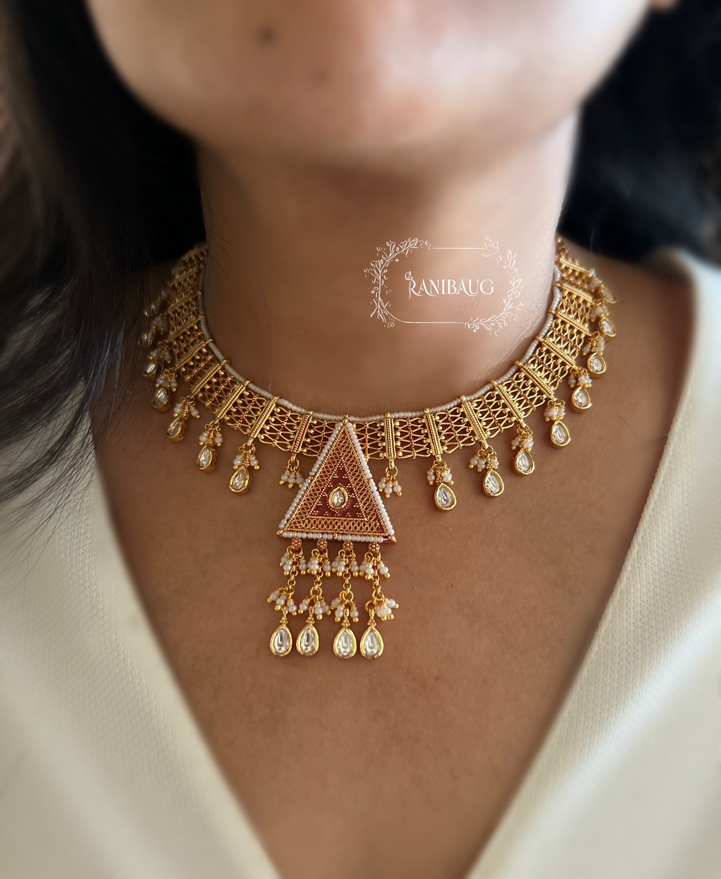 Tribhuvan Gold South Indian Jewelry Heritage Necklace Set By Ranibaug | 2026