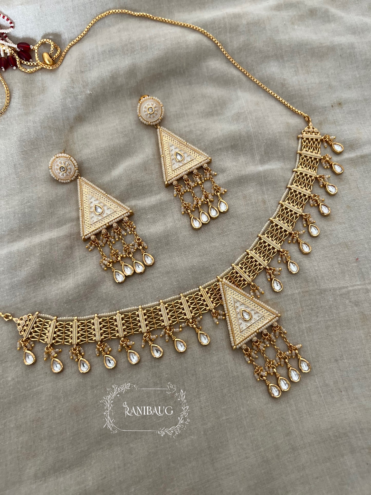Tribhuvan Gold South Indian Jewelry Heritage Necklace Set By Ranibaug | 2026