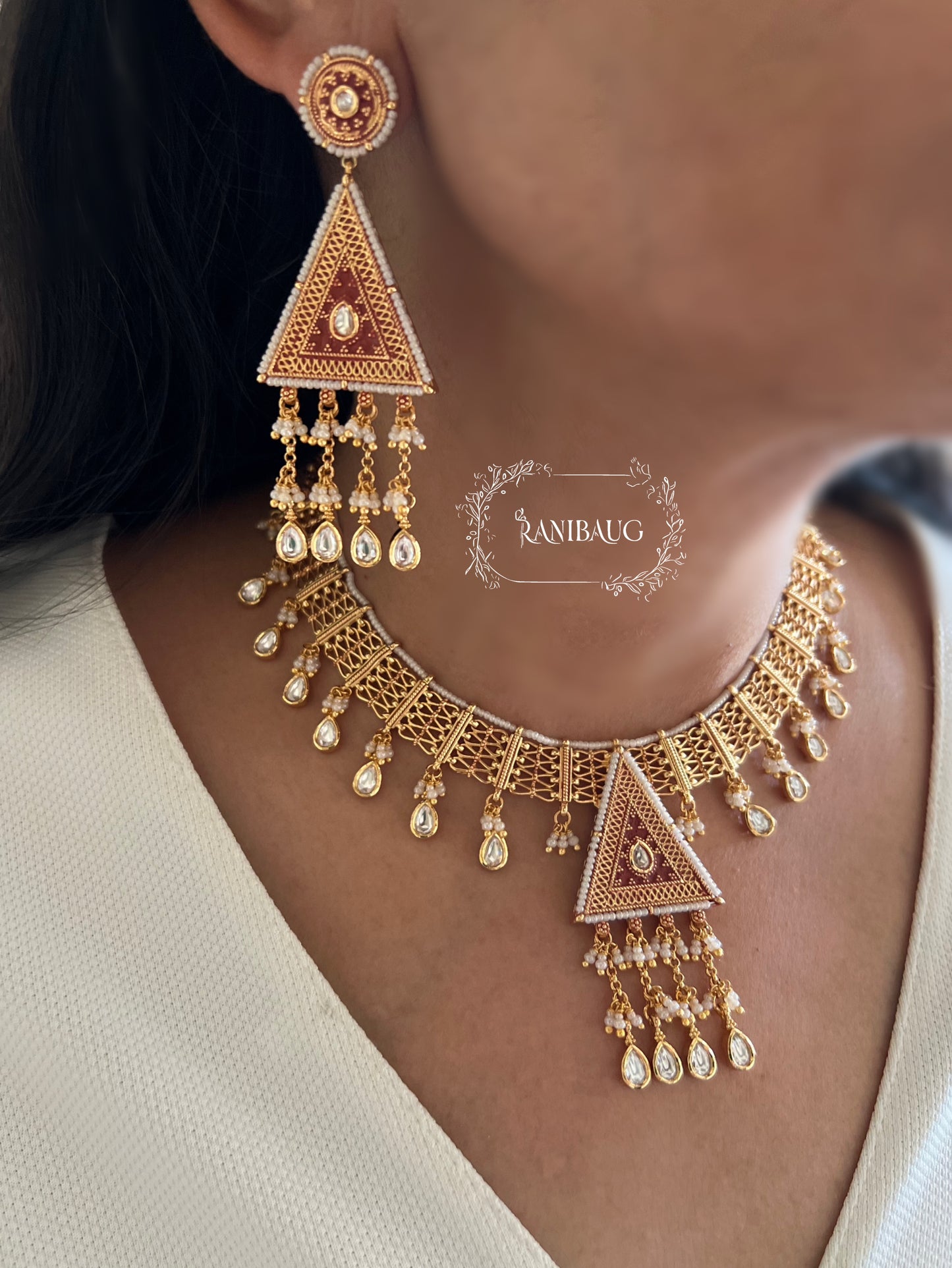 Tribhuvan Gold South Indian Jewelry Heritage Necklace Set By Ranibaug | 2026