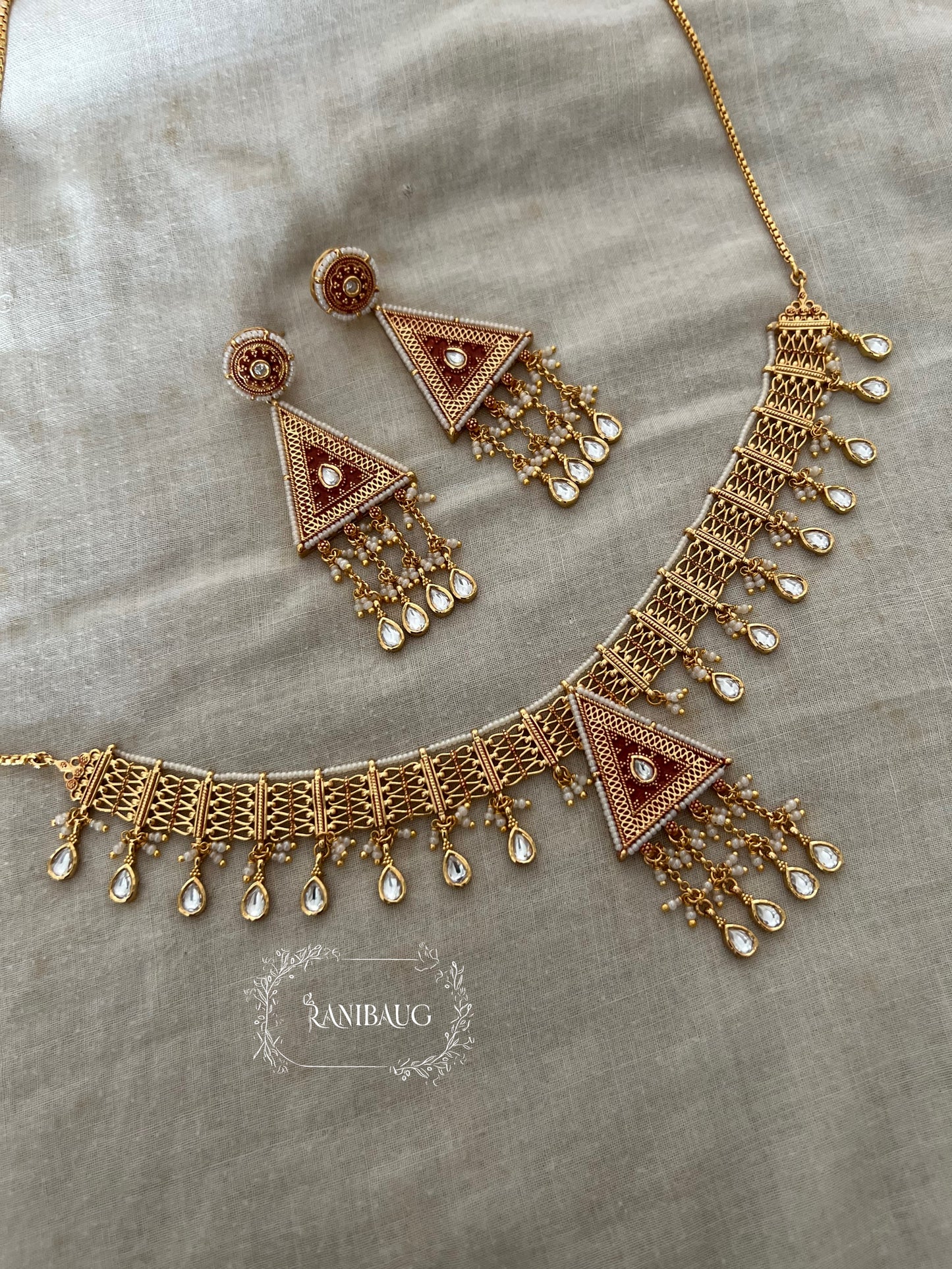 Tribhuvan Gold South Indian Jewelry Heritage Necklace Set By Ranibaug | 2026