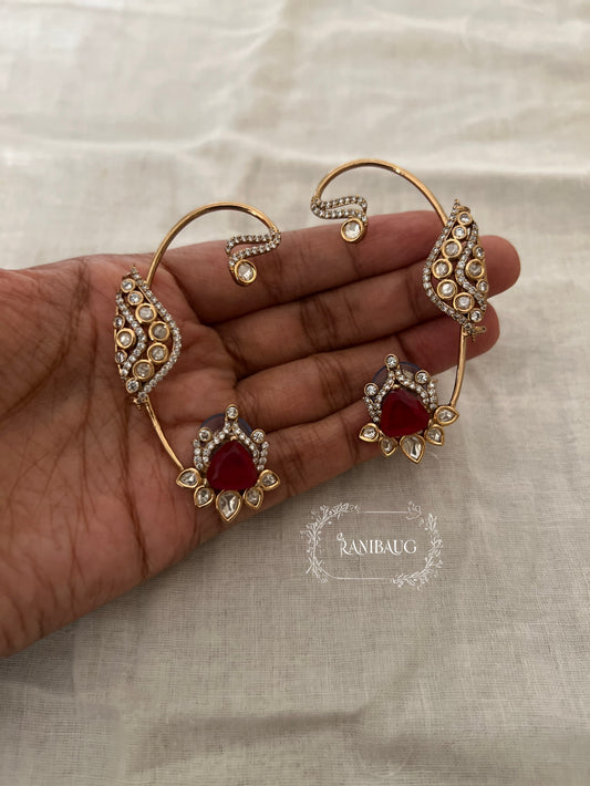Trisha Polki Kundan Gold Finish Classic Indian Earcuff Jewelry By Ranibaug