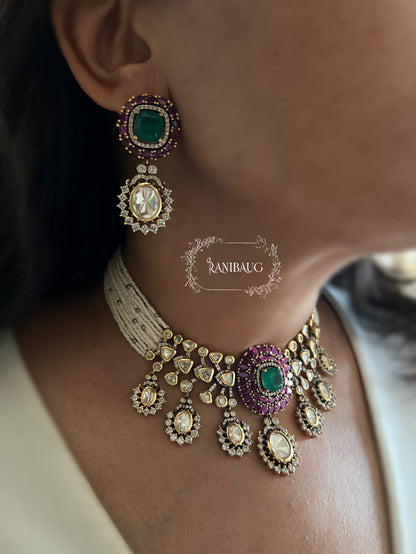 Trishna Polki Drop Pearl Strand Ruby Festive Necklace Set By Ranibaug | The Royal Wedding Collection 2026