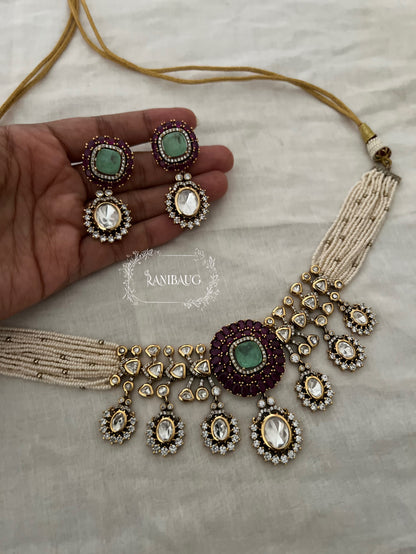 Trishna Polki Drop Pearl Strand Ruby Festive Necklace Set By Ranibaug | The Royal Wedding Collection 2026
