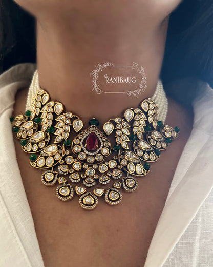 Trishna Wedding Victorian Necklace Set With Polki And Gemstone By Ranibaug | 2025 Bride Jewelry Trending