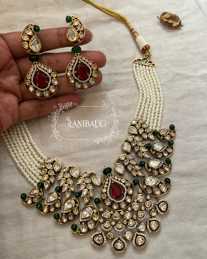 Trishna Wedding Victorian Necklace Set With Polki And Gemstone By Ranibaug | 2025 Bride Jewelry Trending