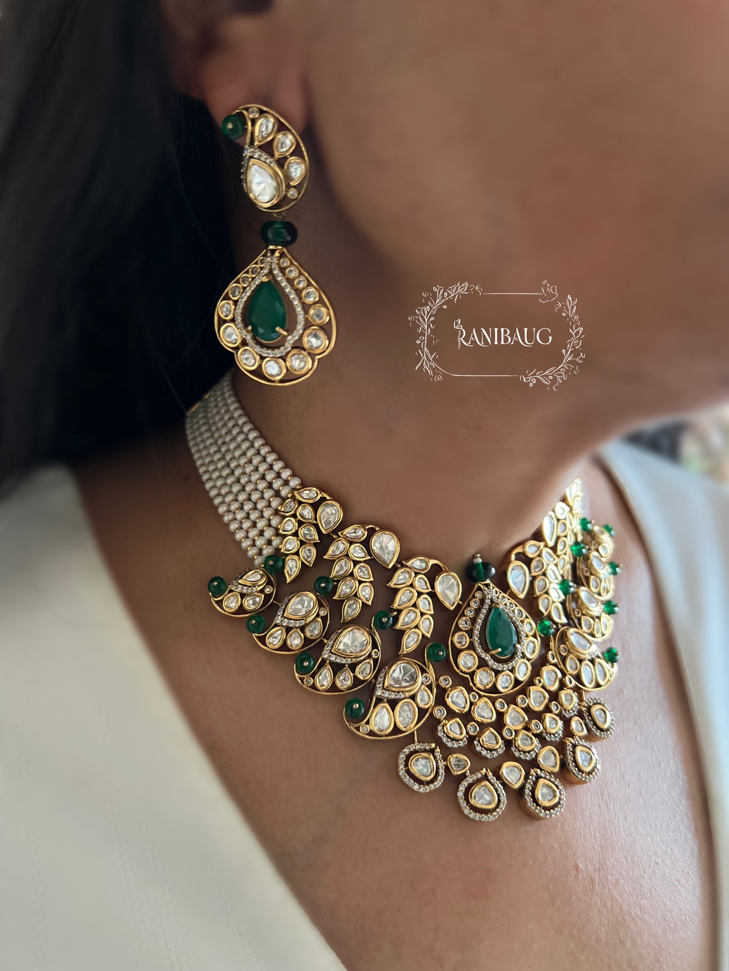 Trishna Wedding Victorian Necklace Set With Polki And Gemstone By Ranibaug | Bride Jewelry Trending