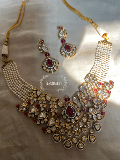 Trishna Wedding Victorian Necklace Set With Polki And Gemstone By Ranibaug | Bride Jewelry Trending