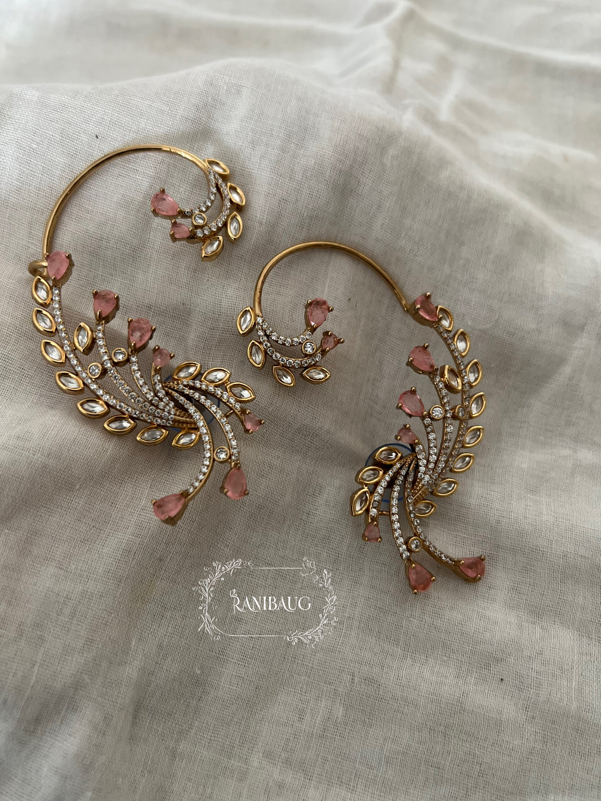Tulsi Statement Pastel Gold Finish Designer Earcuff Jewelry By Ranibaug
