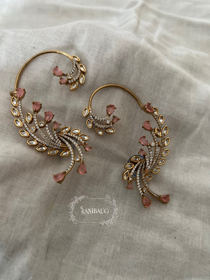 Tulsi Statement Pastel Gold Finish Designer Earcuff Jewelry By Ranibaug