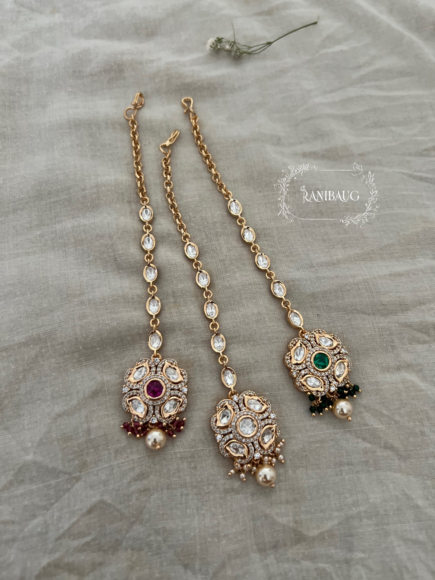 Urja Gold Plated Flower Shape Maang Tikka By Ranibaug