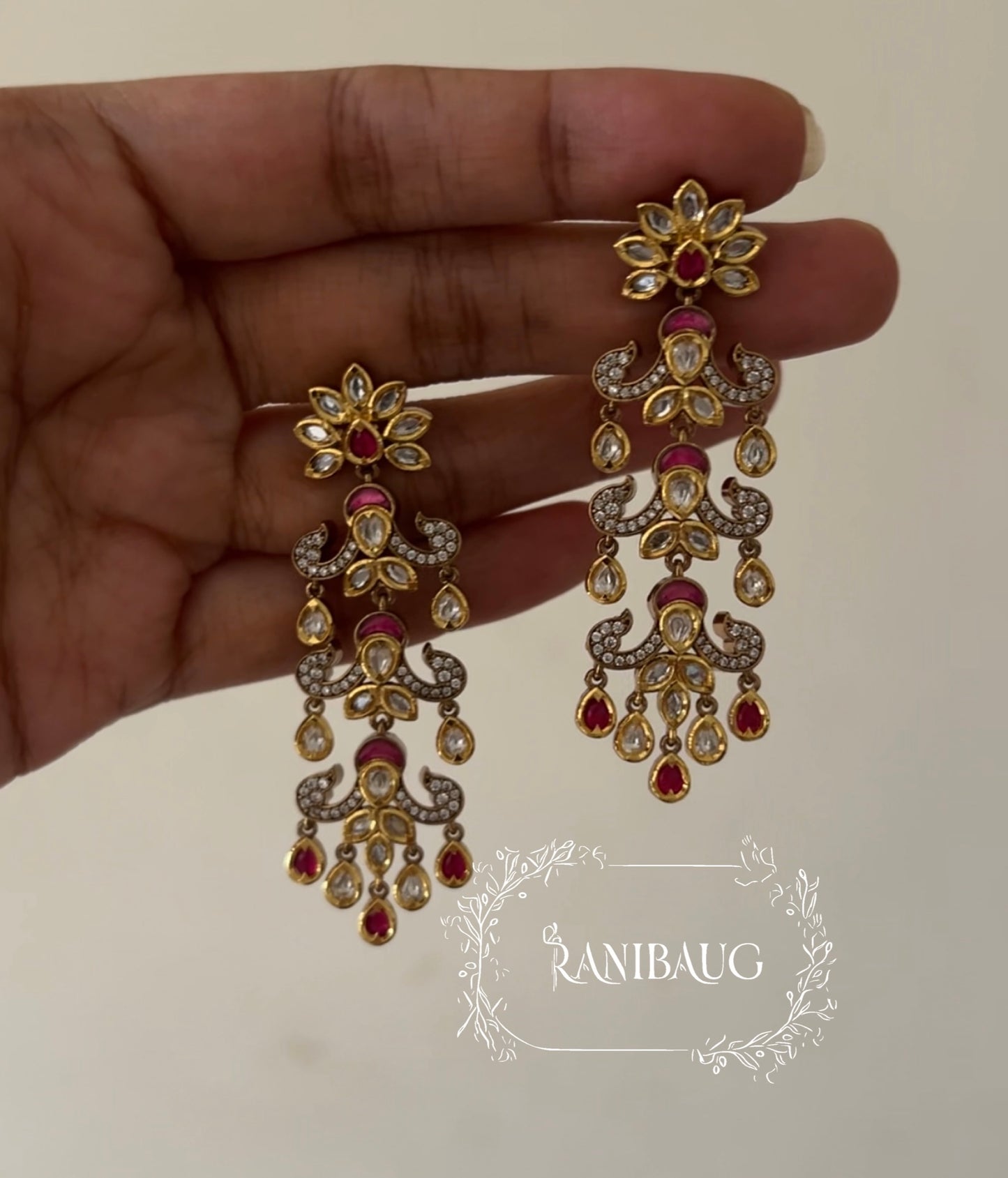 Urvashi Polki Gold-Plated Multi-Color Festive Fall Earrings By Ranibaug | 2026