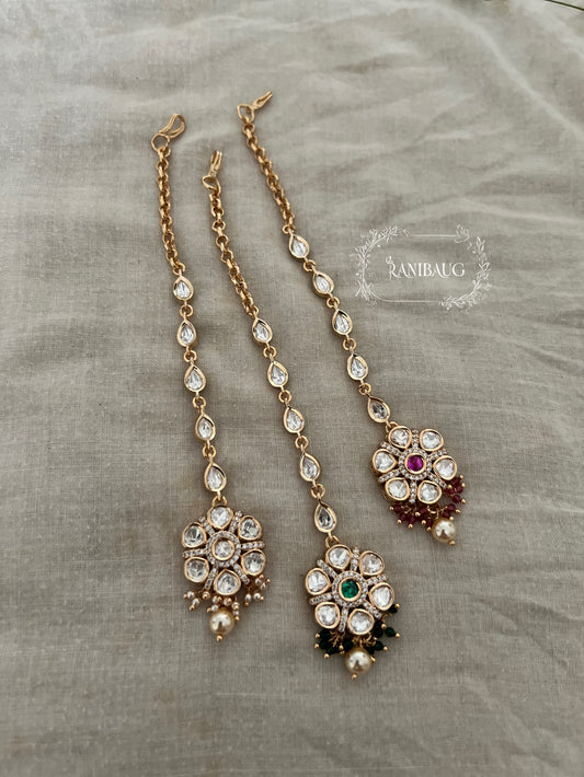 Urvi Polki Kundan Floral Motif Maang Tikka By Ranibaug