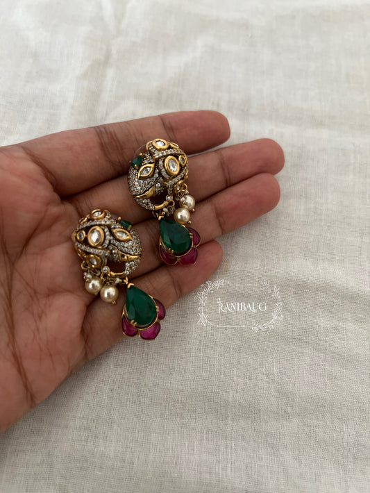 Vaidehi Designer Festive Polki Gold Finish Ear Studs By Ranibaug