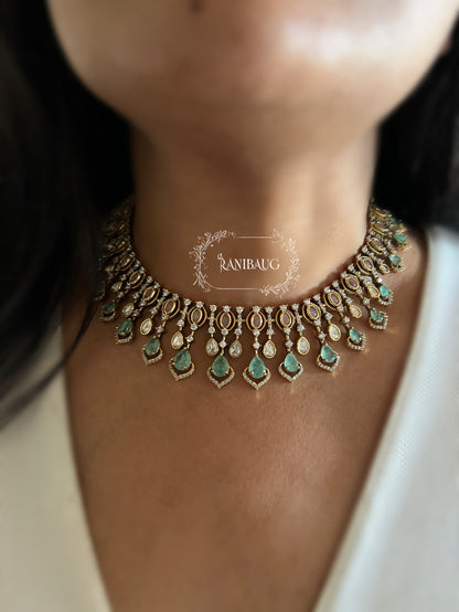Vaidehi Victorian Finish Crystal Designer Necklace Jewellery Set By Ranibaug