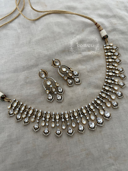 Vaidehi Victorian Finish Crystal Designer Necklace Jewellery Set By Ranibaug