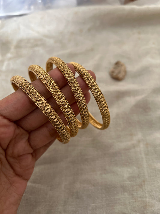 Vairya Thin Gold Bangles Set Of 4 By Ranibaug
