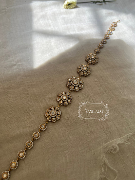 Vaishnavi Antique Gold Polki Kundan Stone Sheeshpatti By Ranibaug