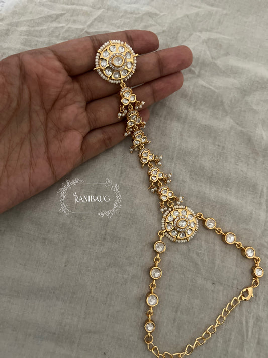 Vamika Gold Mossainite Kundan Hathphool | Ranibaug