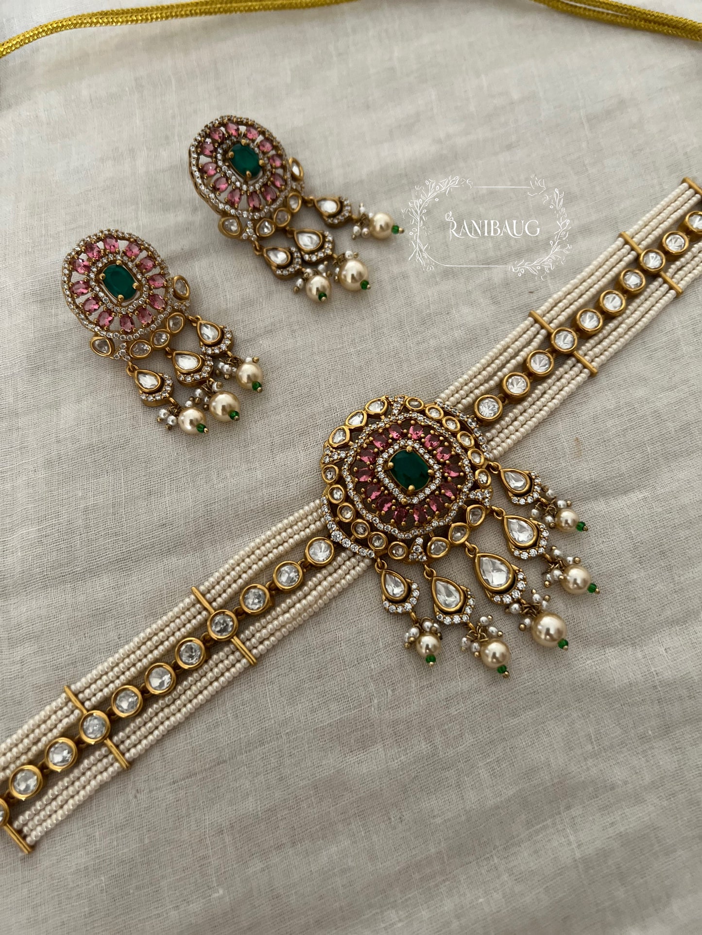 Vamika Royal Polki Kundan Pearl Adorned Pastel Hues Festive Choker Set By Ranibaug | The Royal Wedding Collection 2026