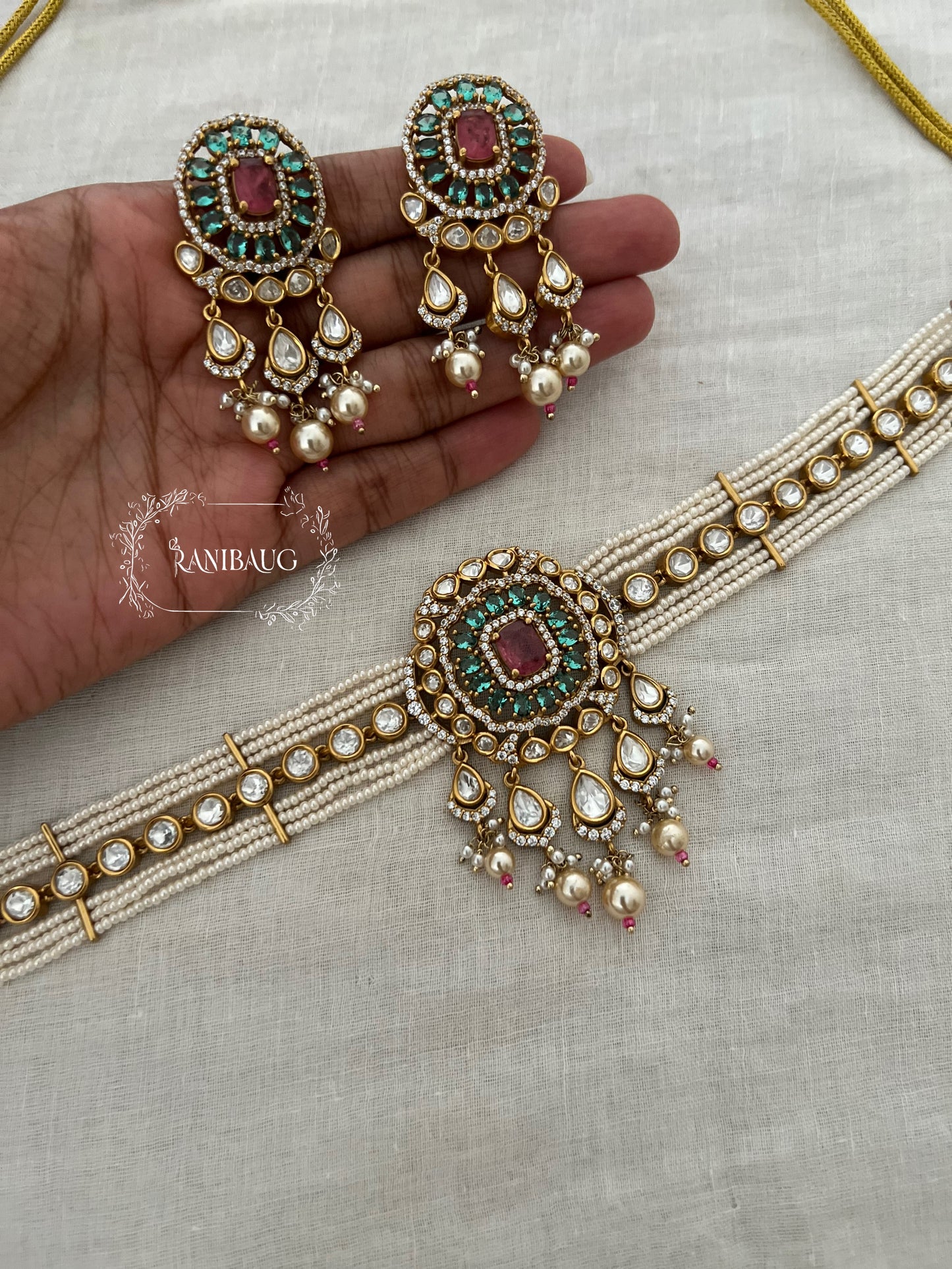 Vamika Royal Polki Kundan Pearl Adorned Pastel Hues Festive Choker Set By Ranibaug | The Royal Wedding Collection 2026