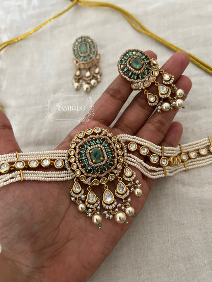 Vamika Royal Polki Kundan Pearl Adorned Pastel Hues Festive Choker Set By Ranibaug | The Royal Wedding Collection 2026